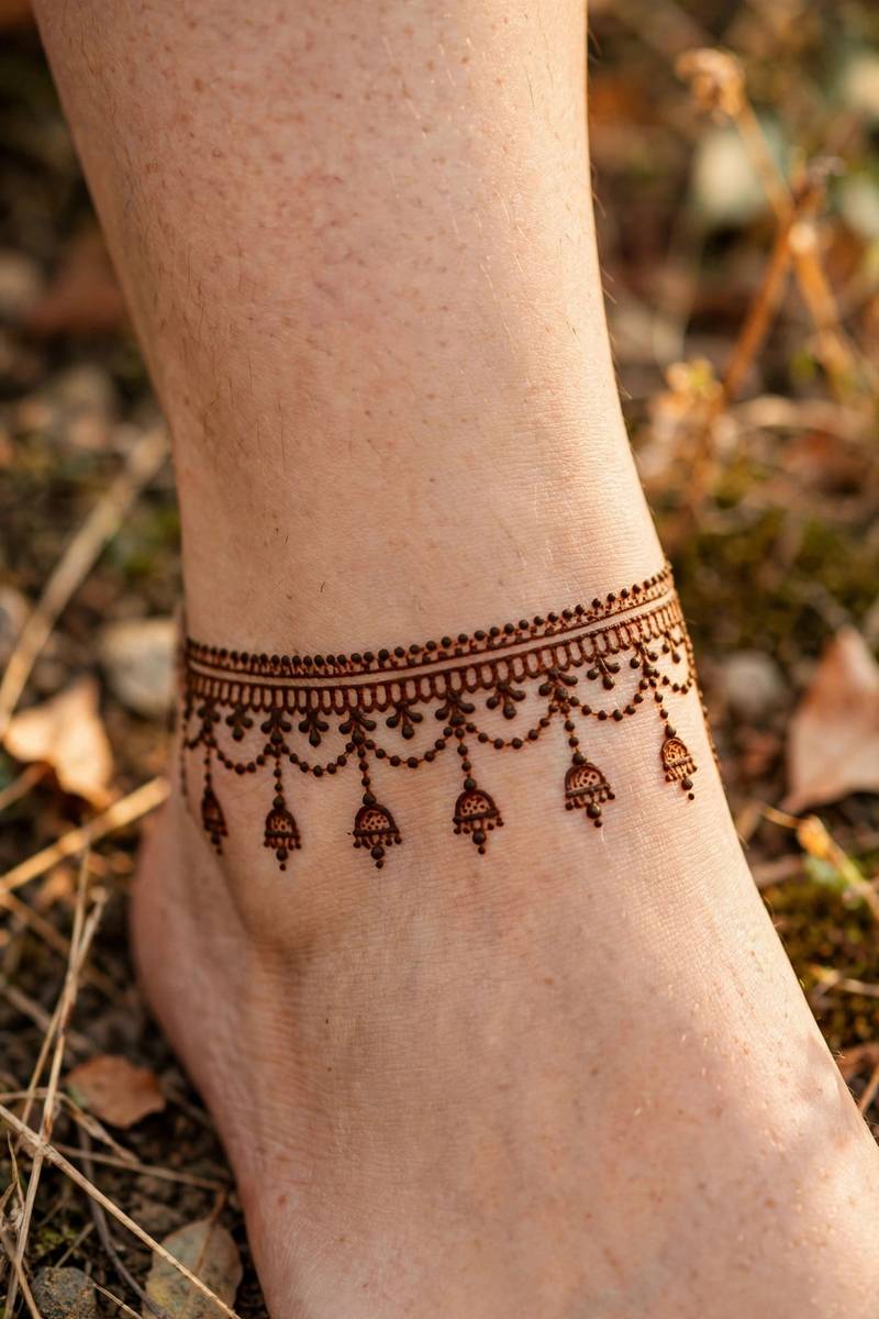 Payal style dotted anklet mehndi design