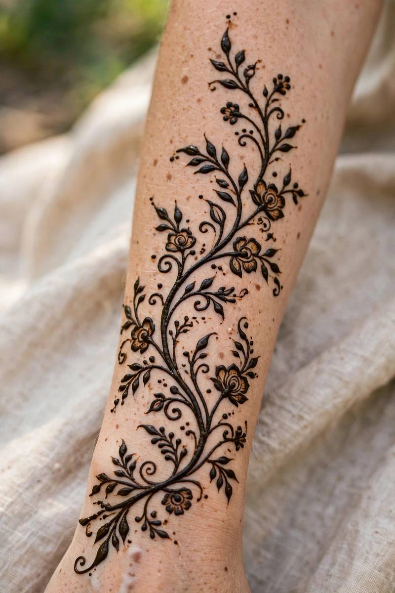 Elegant bridesmaid hand with bracelet henna