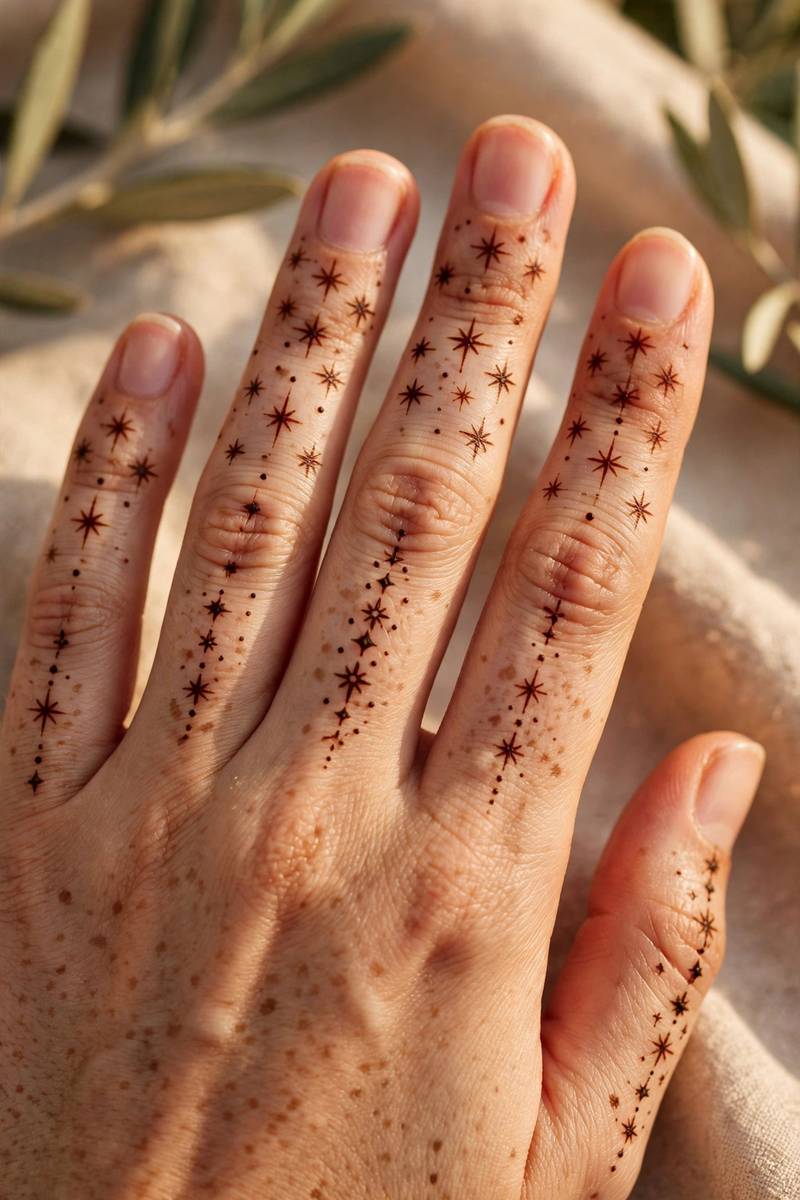 Starry finger band Eid mehndi designs 2027