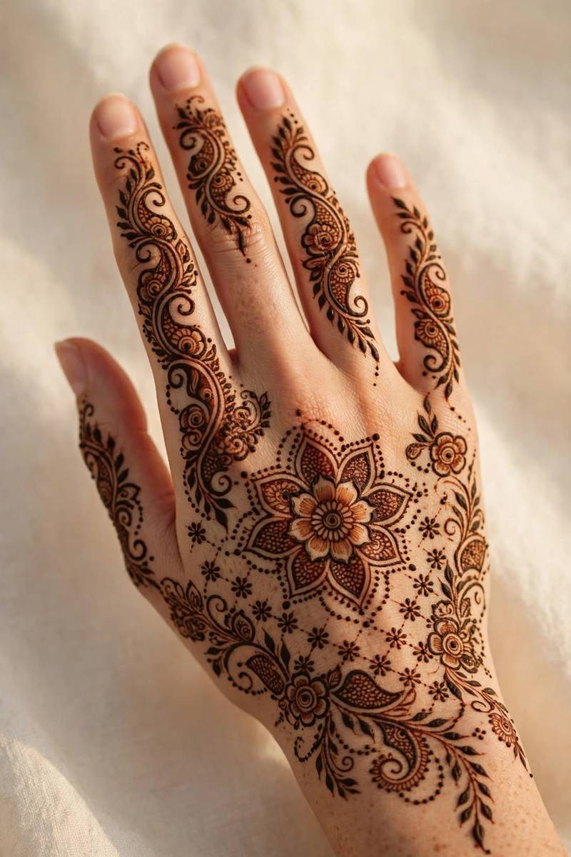 Paisley palm Eid ul-Adha mehndi design 2027