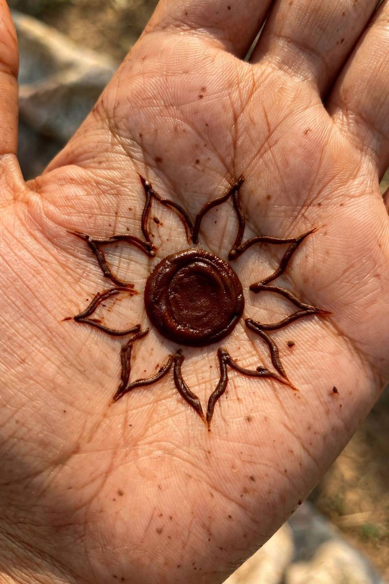 Quick five-minute tikki dot mehndi design on the palm