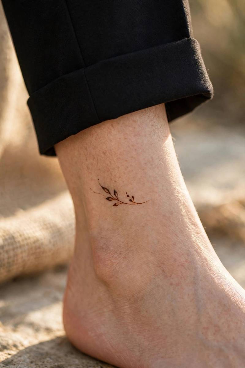 Hidden ankle accent mehndi design for office wear