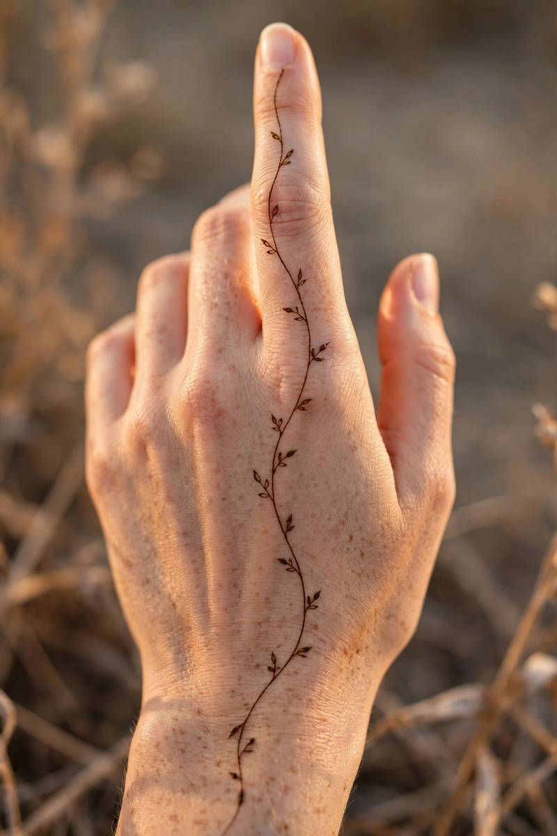 Minimal finger band mehndi with stars for Eid