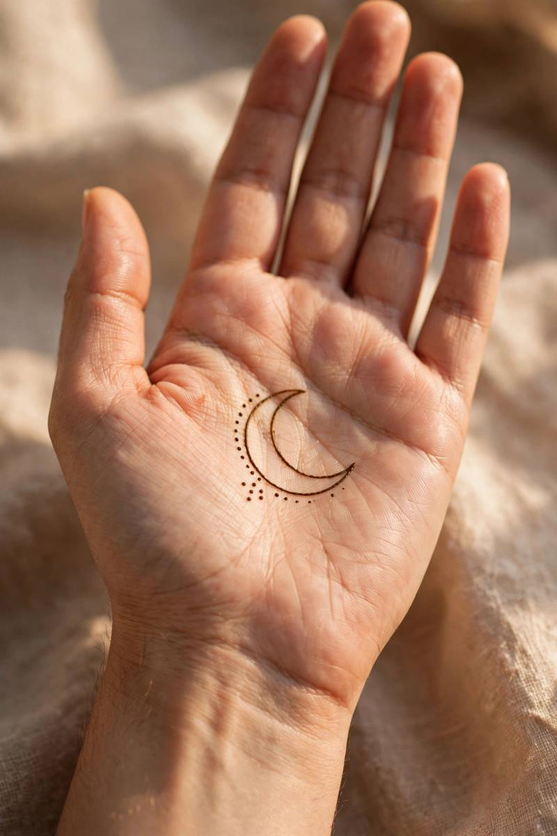 Large outlined flower with bare centre in modern arabic mehndi