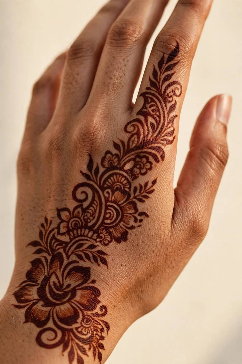 Back of hand Rakhi mehndi design for sisters