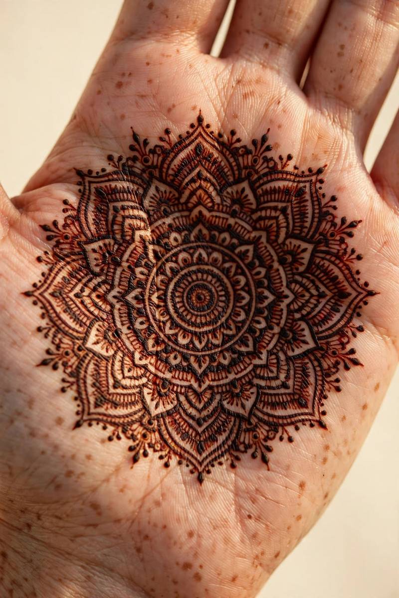 Small lantern inspired mehndi accent for Ramadan