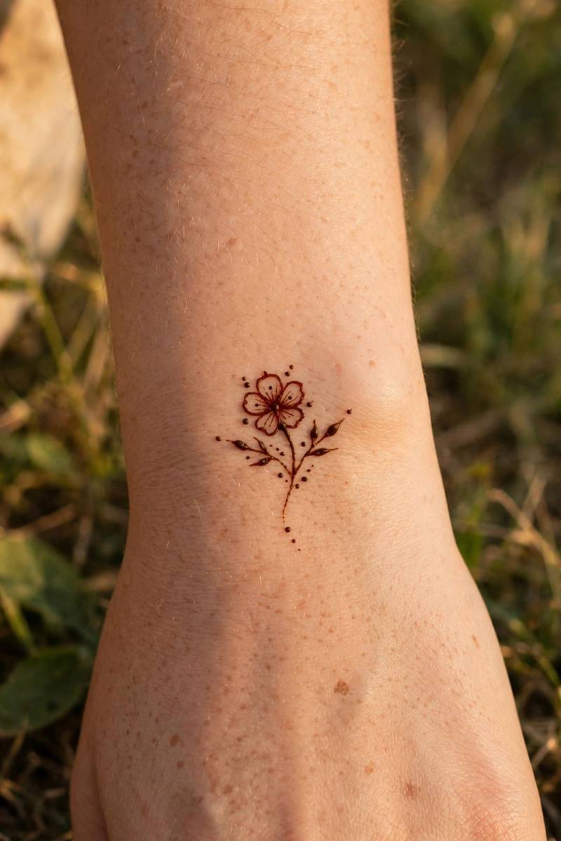Simple Eid wrist bloom mehndi design