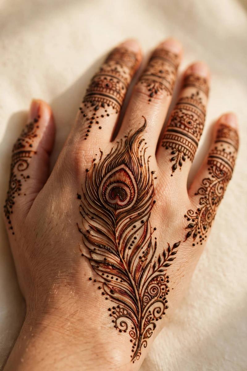 Raindrop monsoon Teej mehndi design 2027